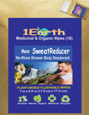 Medicinal Wipes, Mens SweatReducer, 1Earth, Case of 6 Packs of 16 (96 Wipes)