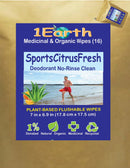 Medicinal Wipes, SportsCitrusFresh, 1Earth, Pack of 16