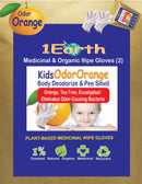 Medicinal Wipe Gloves, KidsOdorOrange, 1Earth, Pack of 2