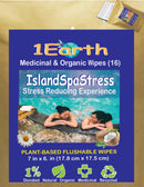 Medicinal Wipes, IslandSpaStress, 1Earth, Case of 6 Packs of 16 (96 Wipes)