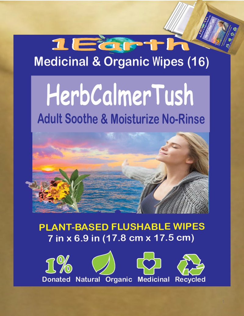 Medicinal Wipes, HerbCalmerTush, 1Earth, Pack of 16