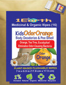 Medicinal Wipes, KidsOdorOrange, 1Earth, Pack of 16