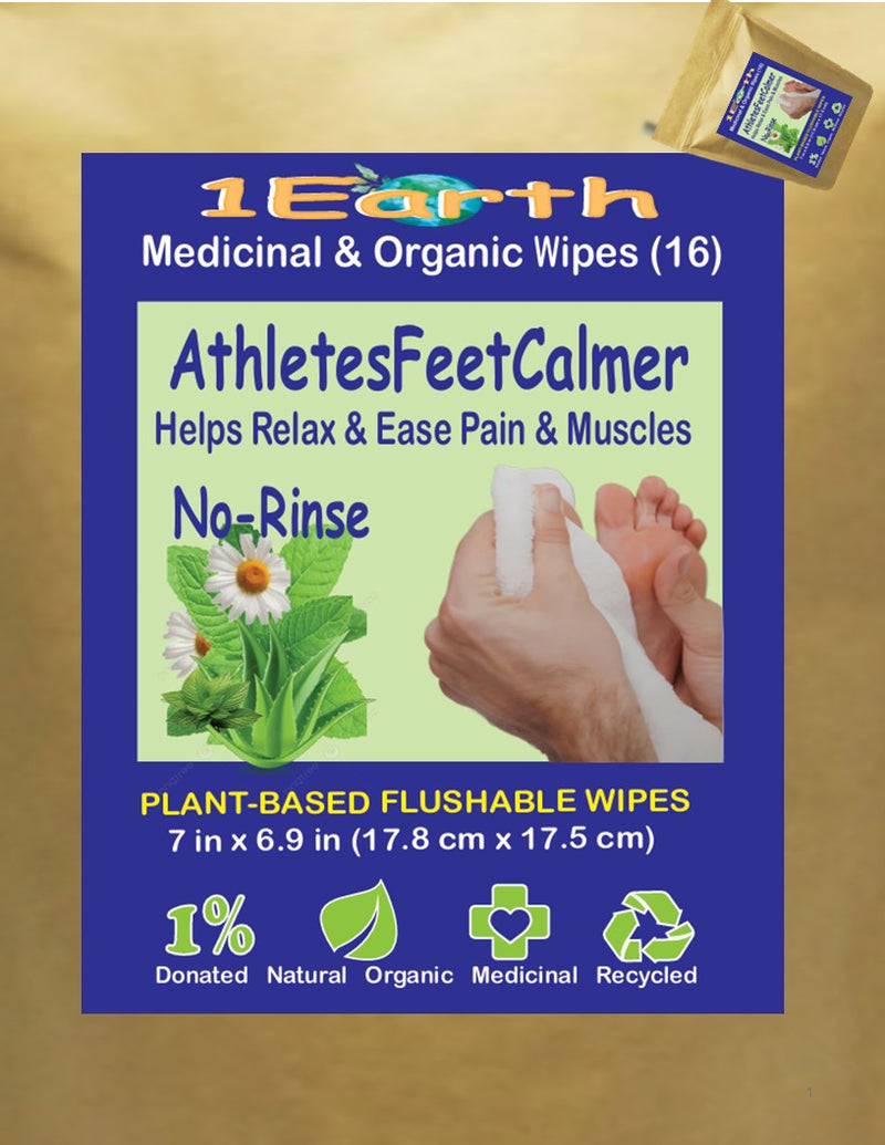 Medicinal Wipes, AthletesFeetCalmer, 1Earth, Pack of 16