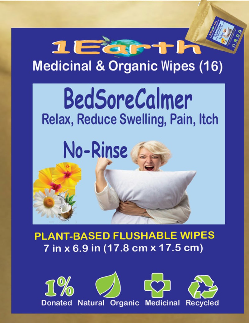 Medicinal Wipes, BedSoreCalmer, 1Earth, Pack of 16