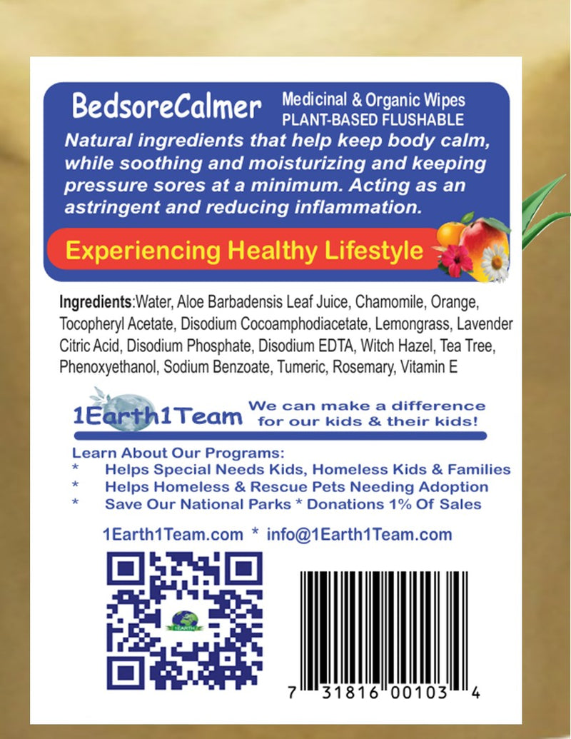 Medicinal Wipes, BedSoreCalmer, 1Earth, Pack of 16