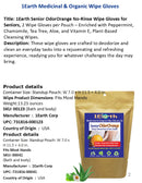 Medicinal Wipe Gloves, SeniorOdorOrange, 1Earth, Case of 6 Packs of 2 (12 Wipe Gloves)