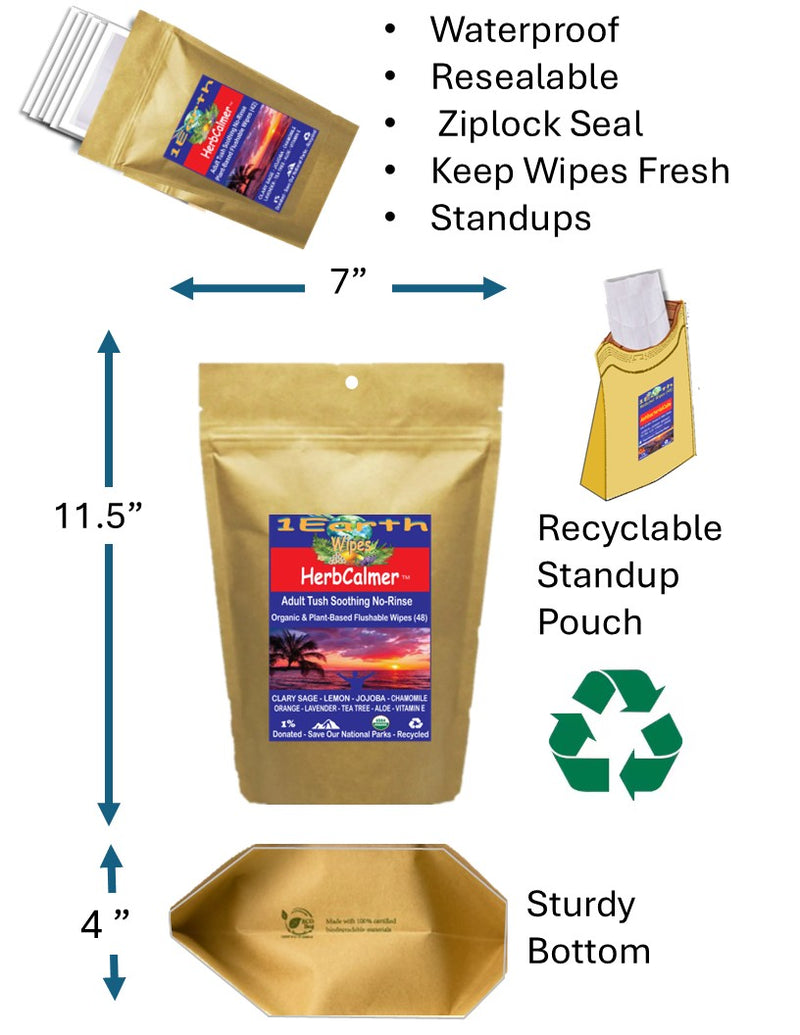 Medicinal Wipes, RooibosRefresh, 1Earth, Case of 6 Packs of 16 (96 Wipes)