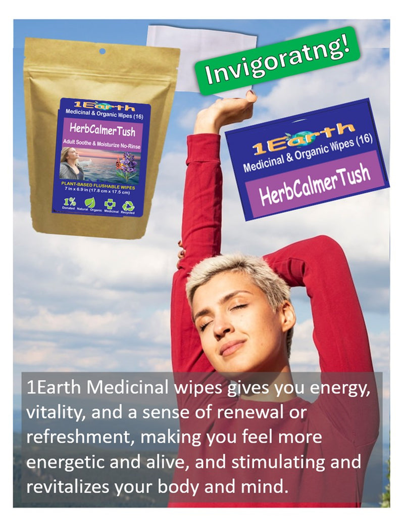 Medicinal Wipes, HerbCalmerTush, 1Earth, Pack of 16