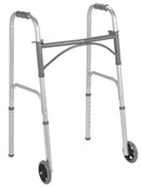 Folding Walker, Two Button Release, Adult, 5" Wheels, Drive Medical 10244-1
