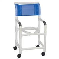 MJM International Shower Chair With Arms PVC Frame Mesh Back 21 Inch Height, 118-3 