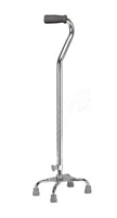 Quad Cane, Vinyl Grip Four Point Cane, Aluminum, Chrome, Drive Medical 10301