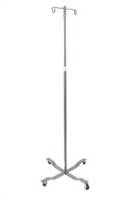 Drive Medical IV Stand 2-Hooks 4-Leg Chrome Plated Steel with Weights, 13033SV - SOLD BY: PACK OF ONE
