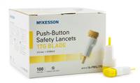 McKesson Safety Lancet Fixed Depth Lancet Blade 2.0 mm Depth 17 Gauge Push Button Activated, 16-PBSL17G - Box of 100