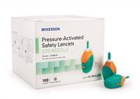 McKesson Safety Lancet Fixed Depth Lancet Needle 2.0 mm Depth 21 Gauge Pressure Activated, 16-PASL21G - Case of 2000