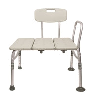 Bath Transfer Bench, Shower Bench, Push Button Adjustable Height, Removable Arm Rail, 400 lb. Capacity