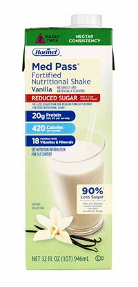 Med Pass Reduced Sugar Vanilla Flavor 32 oz. Carton Ready to Use, 22649 - Case of 12