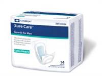 Sure Care Bladder Control Pad 13 Inch Length Heavy Absorbency Polymer One Size Fits Most Male Disposable, 23246A - Pack of 14