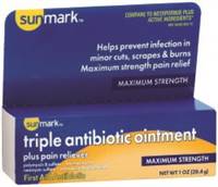 sunmark First Aid Antibiotic with Pain Relief Ointment 1 Ounce Tube, 49348060072 - SOLD BY: PACK OF ONE