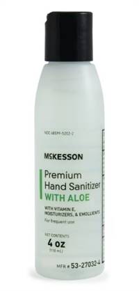 McKesson Premium Hand Sanitizer with Aloe 4 oz. Ethyl Alcohol Gel Bottle, 53-27032-4 - Case of 24