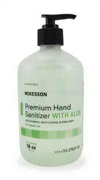 Hand Sanitizer with Aloe, McKesson Premium, 18 oz. Ethyl Alcohol Gel Pump Bottle, 53-27037-18 - Case of 12