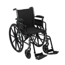 Lightweight 16" Wheelchair, Black, Detachable Flip Back Desk Arm, Swing Away Foot Rest, 300 Lb. Capacity
