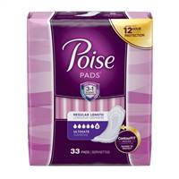 Poise Bladder Control Pad 3-1/2 X 16 Inch Heavy Absorbency Absorb-Loc Regular Female Disposable, 33592 - Case of 132