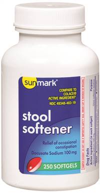 sunmark Stool Softener Unflavored Softgel 250 per Bottle 100 mg Strength Docusate Sodium, 70677003402 - EACH 