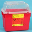 Sharps Container BD Nestable 10 X 7 X 10 Inch 8 Quart Red Funnel Lid, 305344 - Case of 24