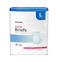 McKesson Adult Brief Refastenable Tabs Large Disposable Moderate Absorbency, BR30644 - Pack of 18
