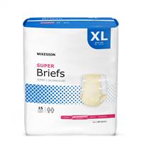 McKesson Adult Brief Refastenable Tabs X-Large Disposable Moderate Absorbency, BR30645 - Pack of 15