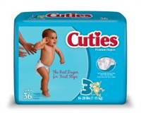 Cuties Baby Diaper Tab Closure Size 3 Disposable Heavy Absorbency, CR3001 - Pack of 36