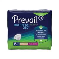 Prevail Breezers 360 Adult Brief Tab Closure Size 3 Disposable Heavy Absorbency, PVBNG-014 - Pack of 15