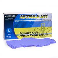 McKesson NITRILE 911 Exam Glove Large NonSterile Nitrile Standard Cuff Length Textured Fingertips Blue Chemo Tested, 14-060-L - Pack of 100