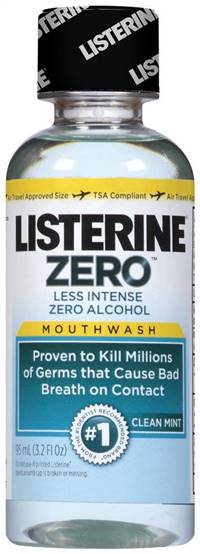 Listerine Zero Mouthwash, 3.2 oz. Clean Mint Flavor, 10312547428306 - Case of 24