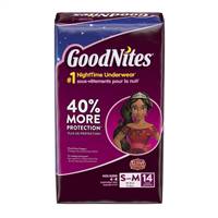 GoodNites Female Youth Underwear Pull On with Tear Away Seams Small / Medium Disposable Heavy Absorbency, 41314 - PACK OF 14