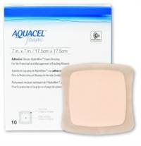 Aquacel Silicone Foam Dressing 7 X 7 Inch Square Silicone Adhesive with Border Sterile, 420621 - Pack of 10