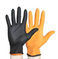 Black-Fire Reversible Exam Glove Small NonSterile Nitrile Standard Cuff Length Textured Fingertips Black / Orange 44756 - Box of 150