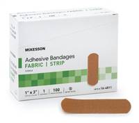 Adhesive Strip, McKesson, 1 X 3 Inch Fabric Rectangle Tan Sterile, 16-4811 - Pack of 100