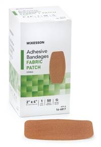 Adhesive Strip, McKesson, 2 X 4 Inch Fabric Rectangle Tan Sterile, 16-4817 - Pack of 50