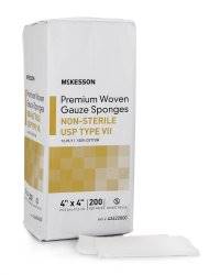 McKesson USP Type VII Gauze Sponge Cotton 12-Ply 4 X 4 Inch Square , 42422000 - Pack of 200