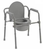 McKesson Folding Commode Chair Fixed Arm Steel Frame Back Bar 15-1/2 to 21-3/4 Inch Height, 146-11148N-4 - CASE OF 4