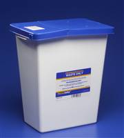 PharmaSafety Pharmaceutical Waste Container Nestable 18-3/4 H X 12-3/4 D 18-1/4 W Inch 12 Gallon White Base / Blue Lid Vertical Entry Hinged, 8860- - SOLD BY: PACK OF ONE