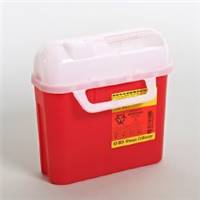 Becton Dickinson Sharps Container 1-Piece 10-3/4 H X 10-3/4 W X 4D Inch 5 Quart Red Horizontal Entry Lid, 305443 - Case of 20