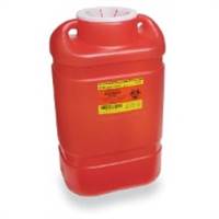 Becton Dickinson Sharps Container 1-Piece 14 H X 7-1/2 W X 10-1/2 D Inch 5 Gallon Red Vertical Entry Lid, 305491 - Case of 8