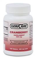 Geri-Care Dietary Supplement Cranberry Extract 450 mg Strength Tablet 100 per Bottle, 845-01 - ONE BOTTLE