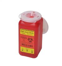 Becton Dickinson Sharps Container 1-Piece 7-3/4 H X 3-3/4 W X 3-3/4 D Inch 1.4 Quart Red Funnel Lid, 305557 - EACH