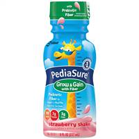 PediaSure Grow & Gain with Fiber Pediatric Strawberry Flavor 8 Ounce Bottle Ready to Use, 56368 - PACK OF 6