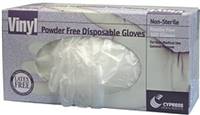 Cypress General Purpose Glove Medium Vinyl Translucent Beaded Cuff NonSterile, 25-65 - BOX OF 100