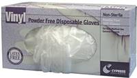 Cypress General Purpose Glove Medium Vinyl Translucent Beaded Cuff NonSterile, 25-65 - CASE OF 1000
