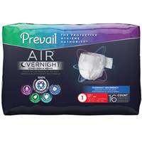 Prevail Air Overnight Adult Brief Tab Closure Size 1 Disposable Heavy Absorbency, NGX-012 - BAG OF 16